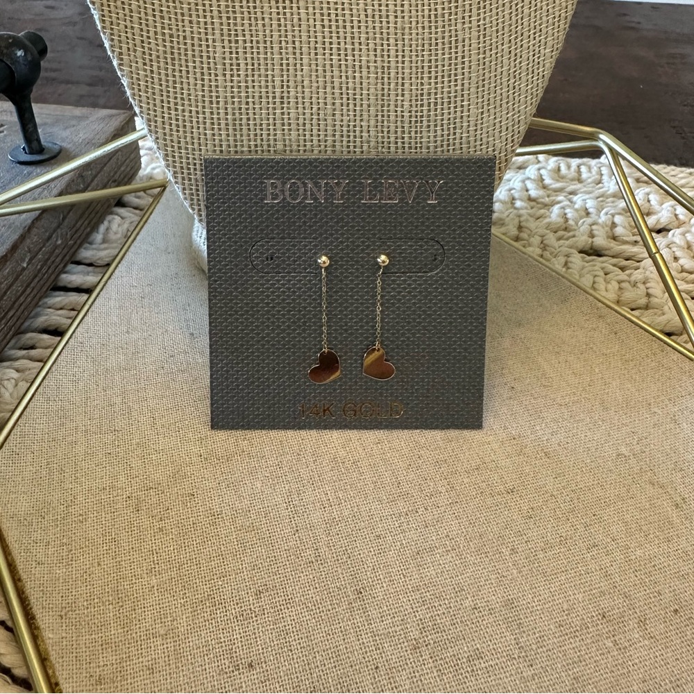 Bony Levy 14k Yellow Gold Heart Drop Earrings - New With Tags